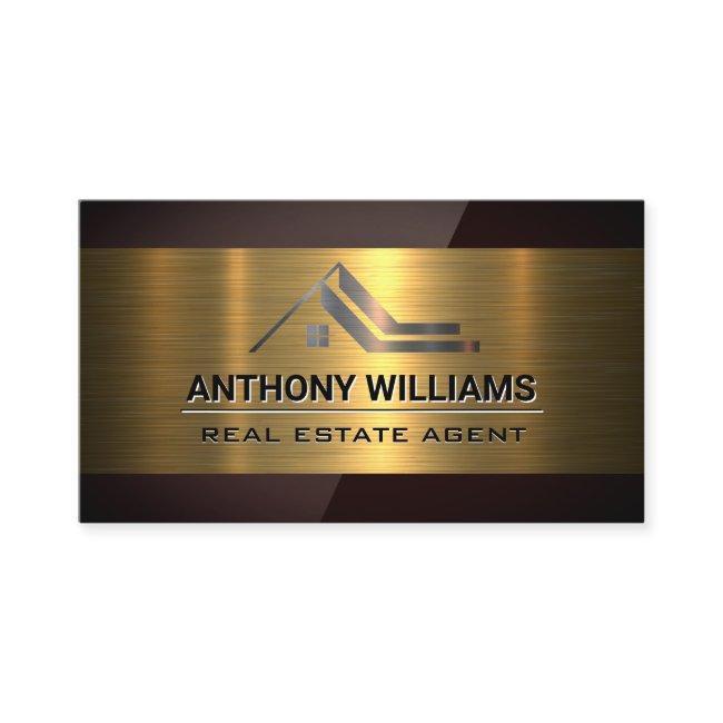 Real Estate Logo | Gold Metallic | Deep Red Gloss