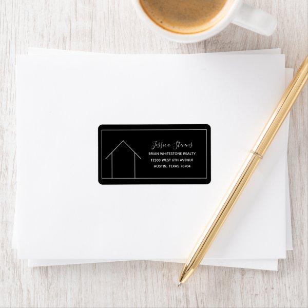 Real Estate Modern Black White Return Address Label