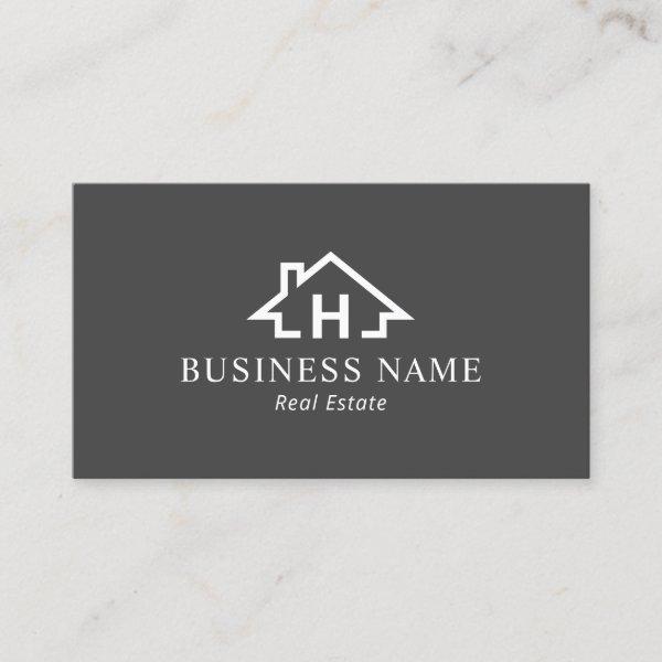 Real Estate Monogram House Logo Professional Gray