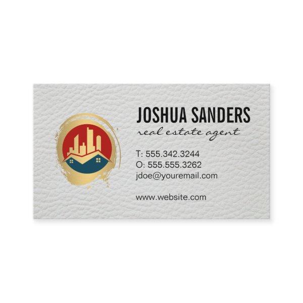 Real Estate Properties Logo | Leather Texture