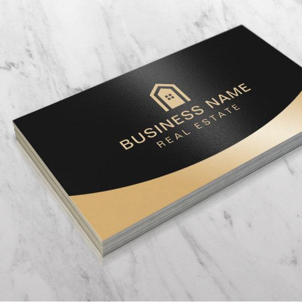 Real Estate Realtor Black & Gold Custom House Logo