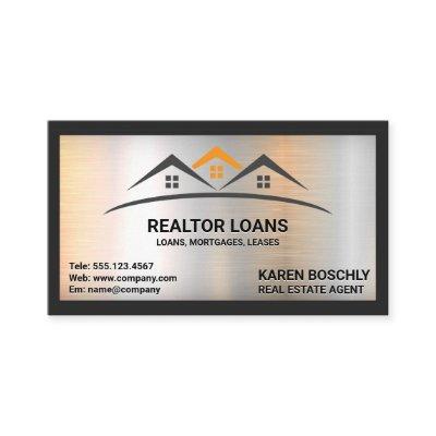 Real Estate Roof Logo | Metallic Brushed