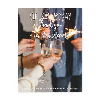 real estate sip sip hooray referrals Announcement  Postcard