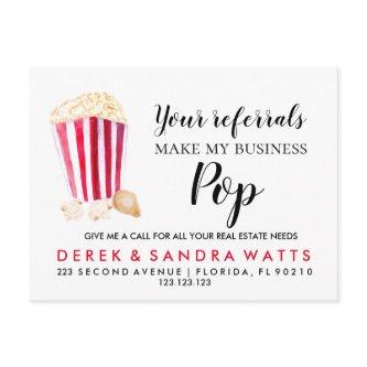 real estate Your Referrals Make My Business Pop Announcement Postcard
