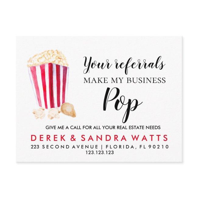 real estate Your Referrals Make My Business Pop Announcement Postcard