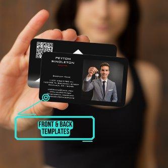 Realtor Black Silhouette Home with URL QR Code
