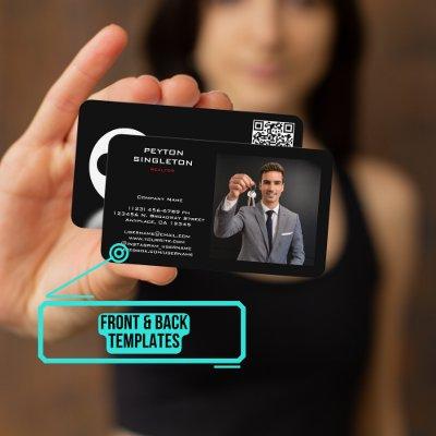 Realtor Black Silhouette Key with URL QR Code