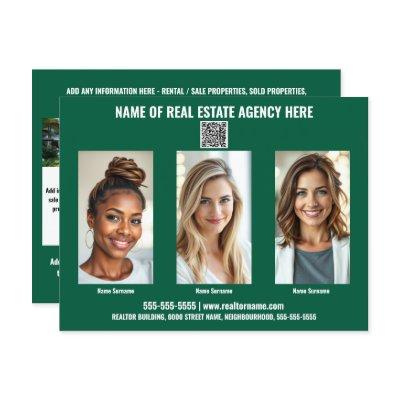 Realtor business marketing postcard green white