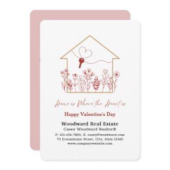 Realtor Happy Valentine's Day | Home is the Heart  Card