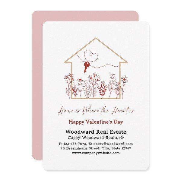Realtor Happy Valentine's Day | Home is the Heart  Card