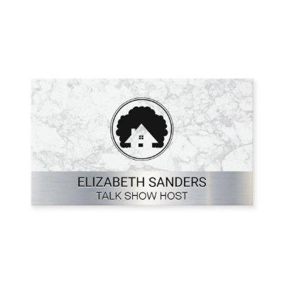 Realtor House Tree Icon | White Marble | Metallic