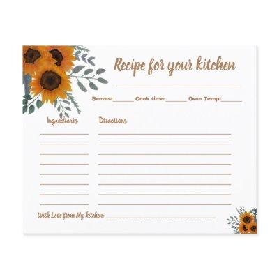 Recipe Card Bridal Shower Sunflowers Greenery  Flyer