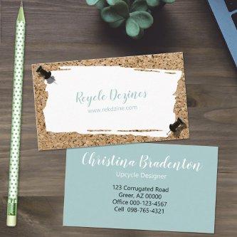 Recycled White Scrap Paper On Cork Pastel Green