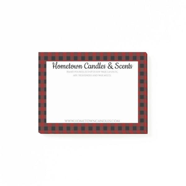 Red and Black Buffalo Plaid Rustic Business Post-it Notes