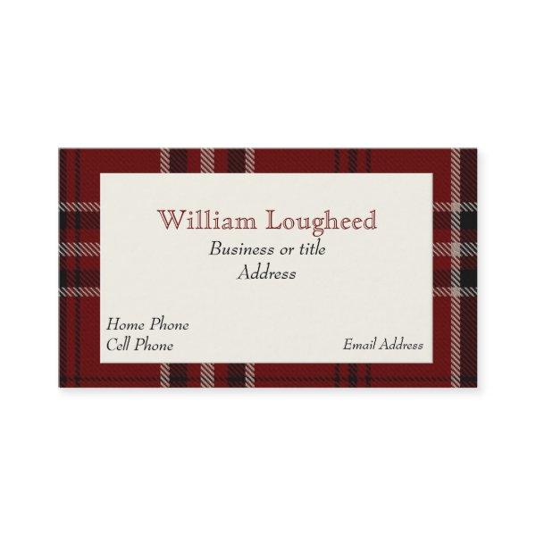 Red and Black Lougheed Scottish Tartan Plaid