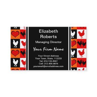 Red and Black Rooster Chicken Pattern
