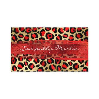 Red and Gold Foil Leopard Brush Stroke
