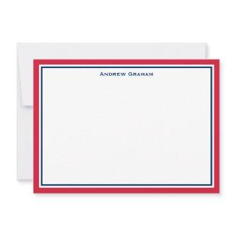 Red and Navy Border Note Card