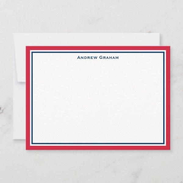 Red and Navy Border Note Card