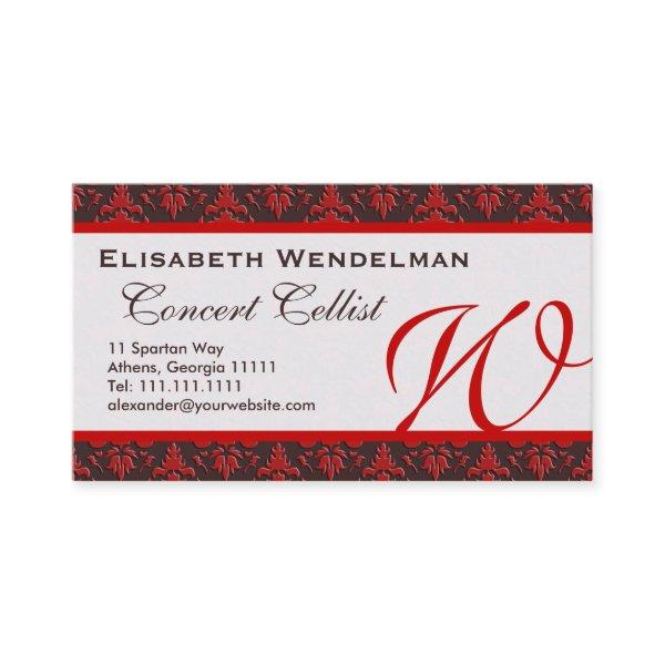 Red and Rich Brown Musician's Name Cards