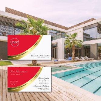 Red and White Gold Decor with Logo