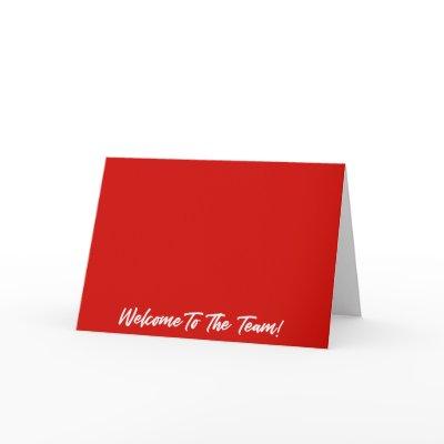 Red and White Welcome to the Team New Employee Card