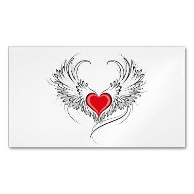 Red Angel Heart with wings  Magnet
