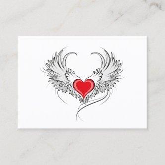 Red Angel Heart with wings Calling Card