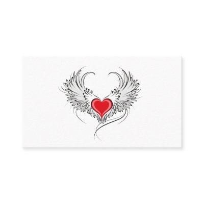 Red Angel Heart with wings Calling Card