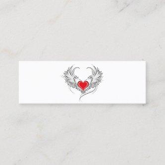 Red Angel Heart with wings Calling Card