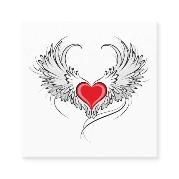 Red Angel Heart with wings Calling Card