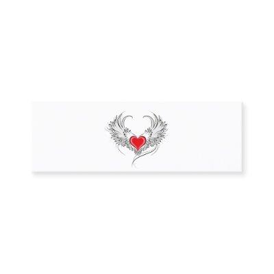 Red Angel Heart with wings Mini