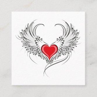 Red Angel Heart with wings Square