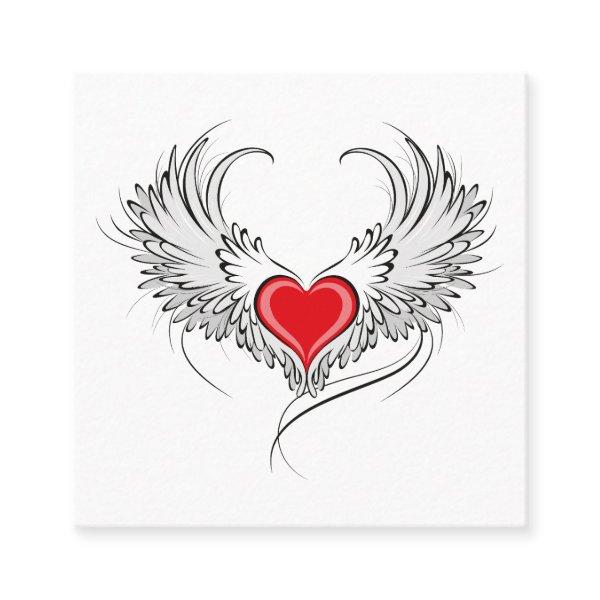 Red Angel Heart with wings Square