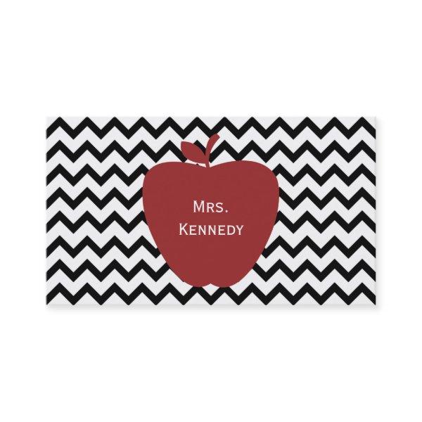 Red Apple Black Chevron Teacher