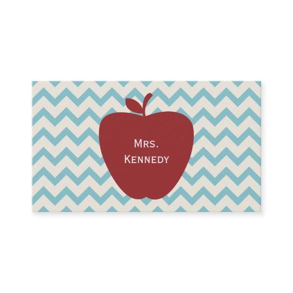 Red Apple Blue Chevron Teacher