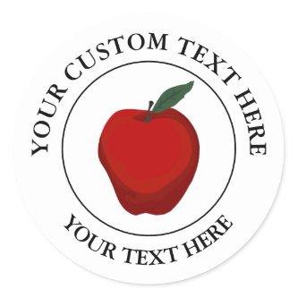 Red Apple Custom Text Logo Icon Classic Round Sticker