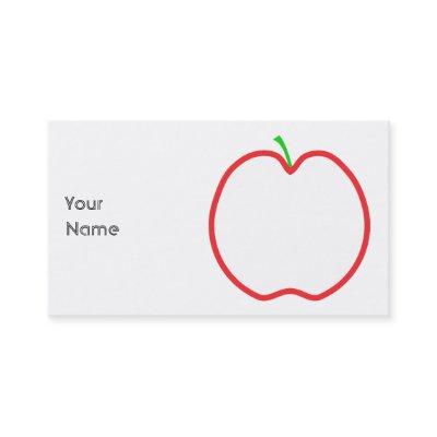 Red Apple Outline. White center, Green stem.