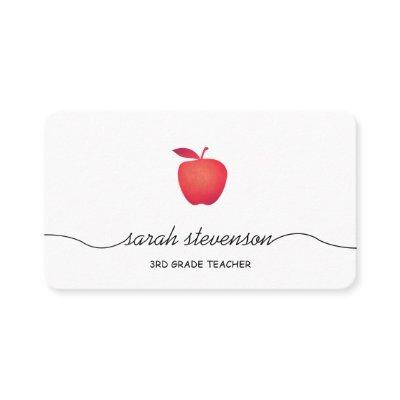 Red Apple School Elementary Teacher Simple White