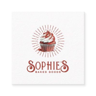 Red Baker Bakery Logo Pastry Chef Typography Square