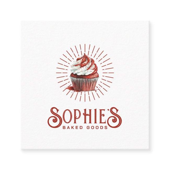 Red Baker Bakery Logo Pastry Chef Typography Square