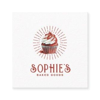 Red Baker Bakery Logo Pastry Chef Typography Square