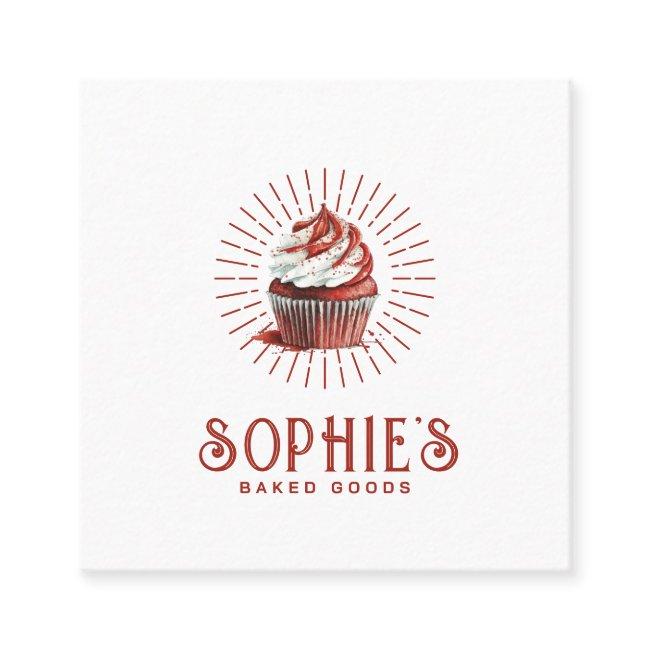 Red Baker Bakery Logo Pastry Chef Typography Square