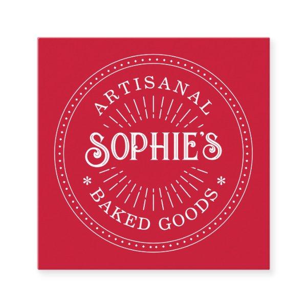 Red Bakery Logo Baker Pastry Chef Typography  Square