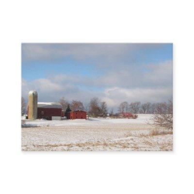 Red Barns in Winter ATC