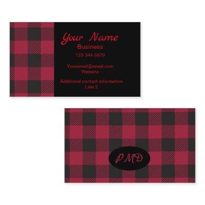 Red Black Buffalo Plaid Check Monogram Initials