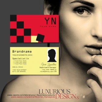Red Black Chessboard Yellow with Monogram & Photo