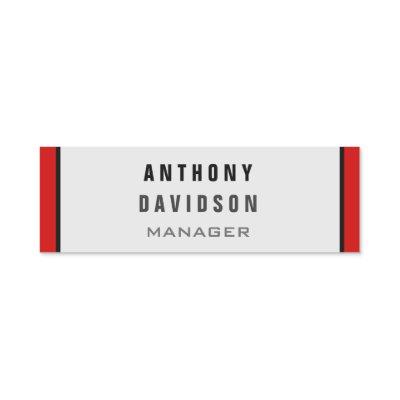 Red Black Gray Border Pattern  Name Tag