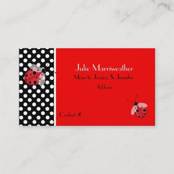 Red & Black Ladybugs Mommy Calling Card