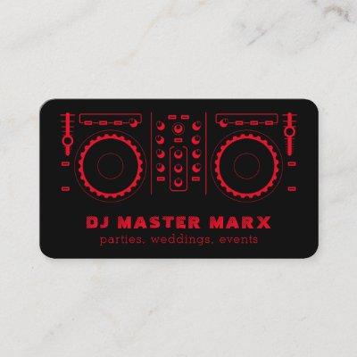 Red Black Music Turntable Disk Jockey DJ